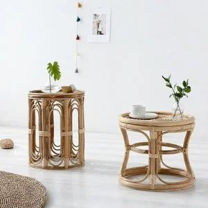 [마켓비]고품질 카페 사이드테이블 원형 커피 티테이블 라탄테이블 협탁 ...