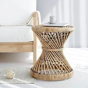 [마켓비]고품질 라탄 원형 테이블 카페 쇼파 티테이블 사이드테이블 라탄...