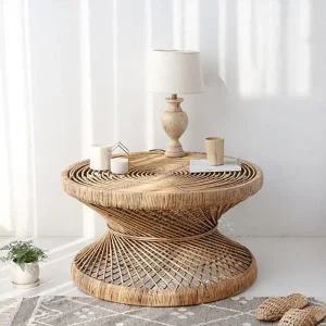 [마켓비]고품질 라탄 카페 티 테이블 원형 거실 쇼파 테이블 협탁 라탄테...