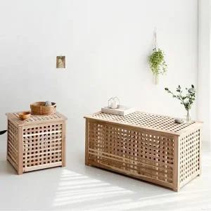 [마켓비]고품질 다용도 원목수납테이블 침대 협착 거실 라탄 테이블 협탁 ...