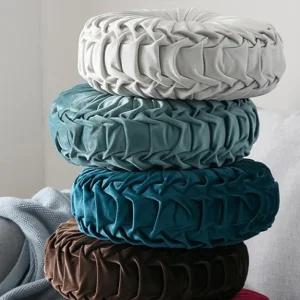 호박원형쿠션 벨벳 동그란쿠션 책베개 미용실쿠션