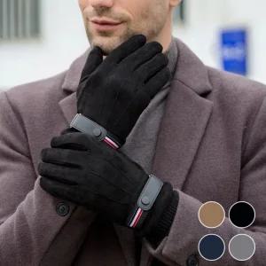 남성 따뜻한 스웨이드 소재 기모 안감 터치 가능 장갑/보온/손가락/남자/가죽/겨울/방한/스마트폰/방한용
