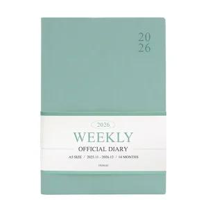 인디고 다이어리 2026 오피셜 A5 위클리 스케줄러 (날짜형 25절 주간) 업무용 (민트)/수첩/업무/플래너