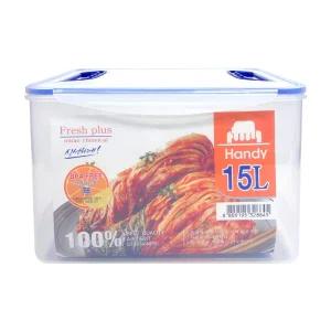 후레쉬 플러스 핸들 김치통 투명 15L 대용량 대형 직사각 밀폐용기 손잡이 김장용 김치 보관