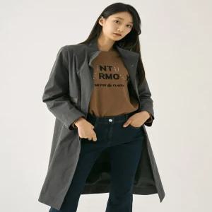 [지센] 가죽패치 A라인 롱 바바리코트 LCCAN922_DE