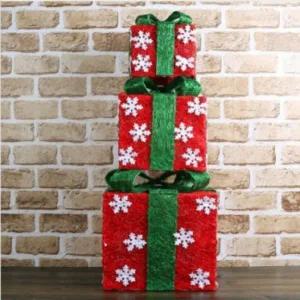 ( )[크리스마스 인테리어] 눈꽃 레드 선물상자 3종세트