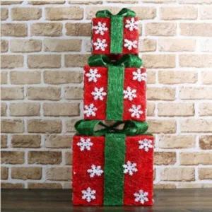 ( )[크리스마스 인테리어] 눈꽃 레드 선물상자 3종세트