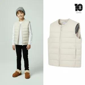 [백화점 출고] 탑텐 키즈 패딩 남아 라이트웜 베이직 경량 베스트 라이트 베이지 조끼 숏 자켓 점퍼
