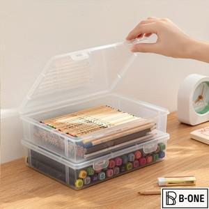 대용량 연필 케이스 투명 플라스틱 노트북 스케치 마커 컬러 리드 페인팅 보관 상자, 학교 용품으로 돌아