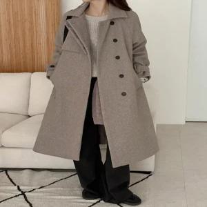 케니 울 블렌딩 히든 트렌치 롱 코트 84994 빅사이즈 여성의류