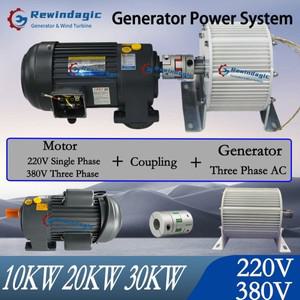 10KW-30KW 전기 발전기(베이스 포함) 낮은 RPM 영구 자석 발전기(모터 희토류 터빈 220V 380V
