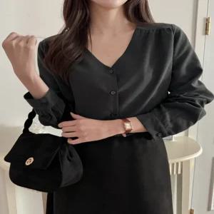 글레이즈 스트랩 겉기모 블라우스 85183 빅사이즈 여성의류