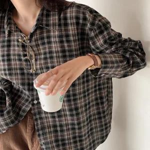 비엘로 겉기모 체크 셔츠 85204 빅사이즈 여성의류