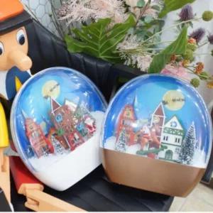 LED 눈내리는 오르골 산타마을 스노우볼 타원돔 워터볼