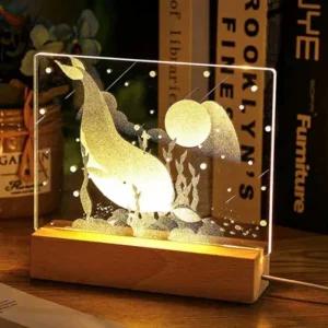 조명 LED 받침 나무 우드 아크릴조명받침대 아크릴조명소품