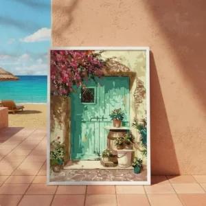 파란 아크릴 명화 그리기 대문 DIY 40x50cm