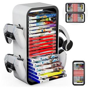 Allnice 범용 게임 랙 - 19개, 컨트롤러 홀더 4개, PS5/PS4/Xbox One/360/시리즈 X/S/스위치 등을 정리합니다