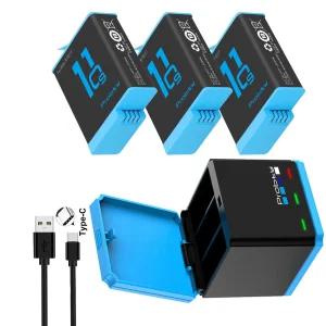 호환 고프로 히어로 9 10 배터리 충전기 스포츠 카메라용 Type-C 포트 LED 3슬롯