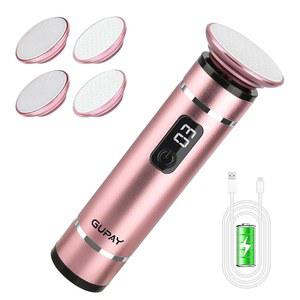 전동 풋 파일 굳은살 제거제 - 매끄러운 발을 위한 3가지 속도 및 4개의 나노 유리 헤드 - 죽은 피부, 단단하고 갈라진 뒤꿈치를 위한 전문 페디큐어 도구 - 충전식 및 휴대용