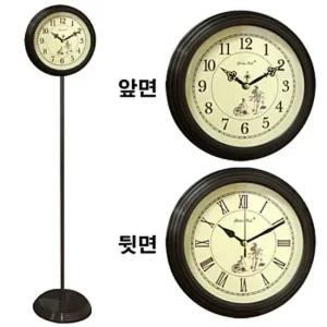 GB6054 무소음 양면 스탠드시계 월넛자전거 메탈 한국 벽시계 양면시계 인테리어소품 집들이 선물