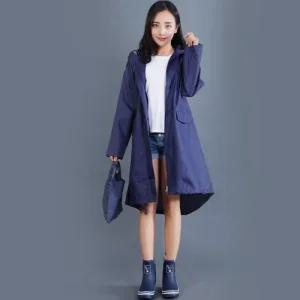 여성 코트형 패션 우비 바람막이 레인코트 여자 sjp4+4Djp
