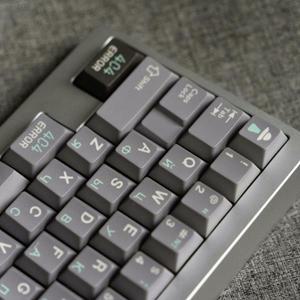 풀세트 오류 404 테마 키캡 염료 승화 체리 프로필 PBT 기계식 키보드 키 캡 회색 DIY