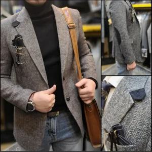 Premium304305 남자 가을 겨울 울 모직 헤링본 콤비 마이 자켓