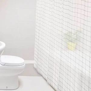 욕실 화장실 패브릭 샤워커튼 화이트 중 체크 북유럽샤워커튼 샤워커튼봉세트