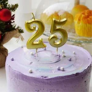 [마이모노샵] 이벤트 생일 케이크 데코 골드 금색 숫자초 2개 향초