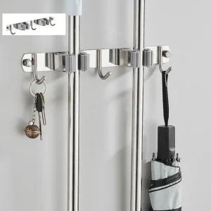 스텐 청소도구 걸이 2구 3후크 밀대걸이 홀더 정리대/꽂이/걸레/거치대/흡착/대걸레/집게/디스펜서/스틱