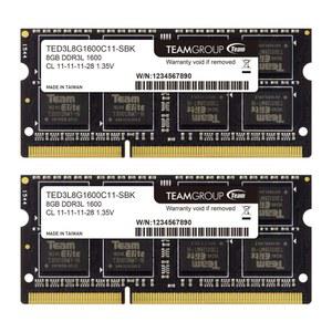 TEAMGROUP 엘리트 DDR3L 16GB 키트(2 x 8GB) 1600MHz PC3-12800 CL11 언버퍼링 비ECC 1.35V SODIMM 204핀 노트북 PC 컴퓨터 메모리 모듈 램 업그레이드 - TED3L16G1600C11DC-S01