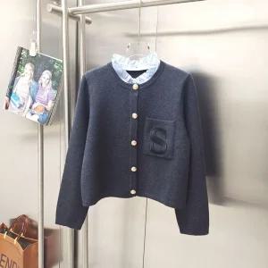 봄 라운드넥 프릴 프렌치 코트 포켓 프리미엄 칼라 그레이