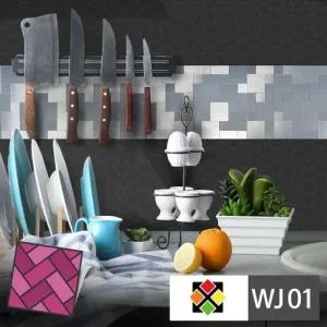 두께4T 스티커타일 WJ01 메탈사각 DIY 점착타일 WFKNLWX