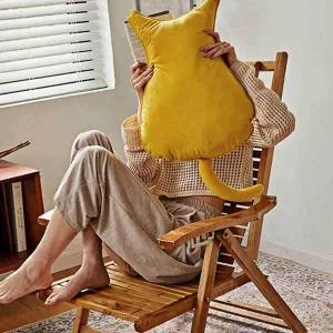 [에이치플러스몰]고양이 쿠션 옐로우 모양 소파 귀여운