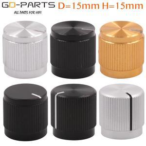 풀알루미늄 노브 버튼 볼륨 전위차계 캡 기타 이펙트 페달 AMP 캐비닛 스피커 DJ 믹서 카 오디오 15x15mm 1