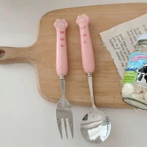 [골드스마일]휴대용 핑크 스푼 포크 캠핑 커틀러리