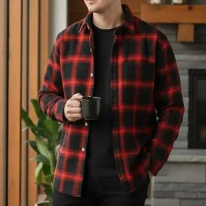 남성기모셔츠 체크무늬 남방 겨울 방한셔츠 빅사이즈