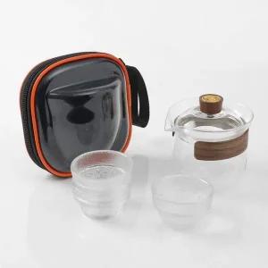 [골드스마일]휴대용 내열 유리 다기 물결 디자인 차 완성 테이블웨어