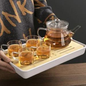 [골드스마일]디어 내열유리 다기 차판세트 4인 찻잔세트