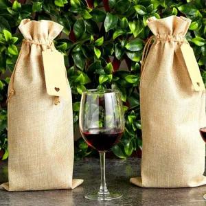[골드스마일]황마 소재 와인 휴대용 포장 파우치