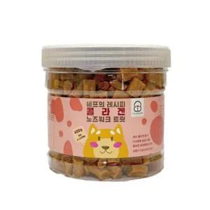 [골드스마일]쉐프의 레시피 콜라겐 노즈워크 트릿 400g 1통 연어 반려견스틱