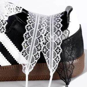 고무줄신발끈 1세트 블랙 화이트 신발 끈 Accessorices 레이스 플랫 운동화 여성 캐주얼
