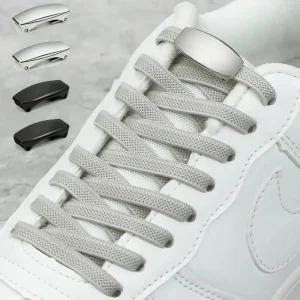 고무줄신발끈 1세트 금속 잠금 Tieless 신발 끈 운동화 넥타이 레이스 성인