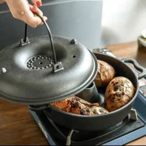 [골드스마일]직화용 무쇠 다목적 군고구마 조리 냄비