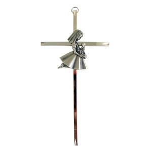 가수 스타 케이스 첫 번째 성찬례 실버 톤 월 크로스와 파인 퓨터 걸 팅 8인치