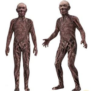 Vecna 코스프레 짧은 여성 여성 어린이 인쇄 폴리 에스터 점프 슈트 천 마스크 세트 XMAS 바디 슈트 파티