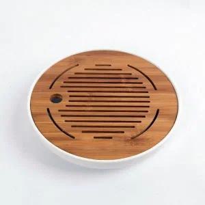 대나무 원형 차판 다기 컵받침 다기구 트레이