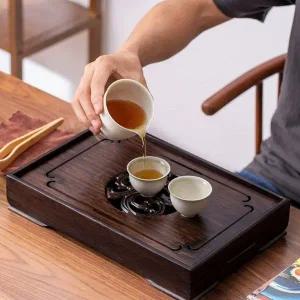 우드 차 다기 접시 트레이 받침