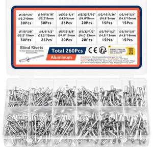 팝리벳 모듬 키트 12 크기 알루미늄 블라인드 금속 가구 용 자동차 세트
