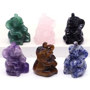 블러셔 블러쉬 코끼리 조각 천연 크리스탈 로즈 쿼츠 자수정 흑요석 동물 돌 공예 장식 홈 크리스마스  1PC